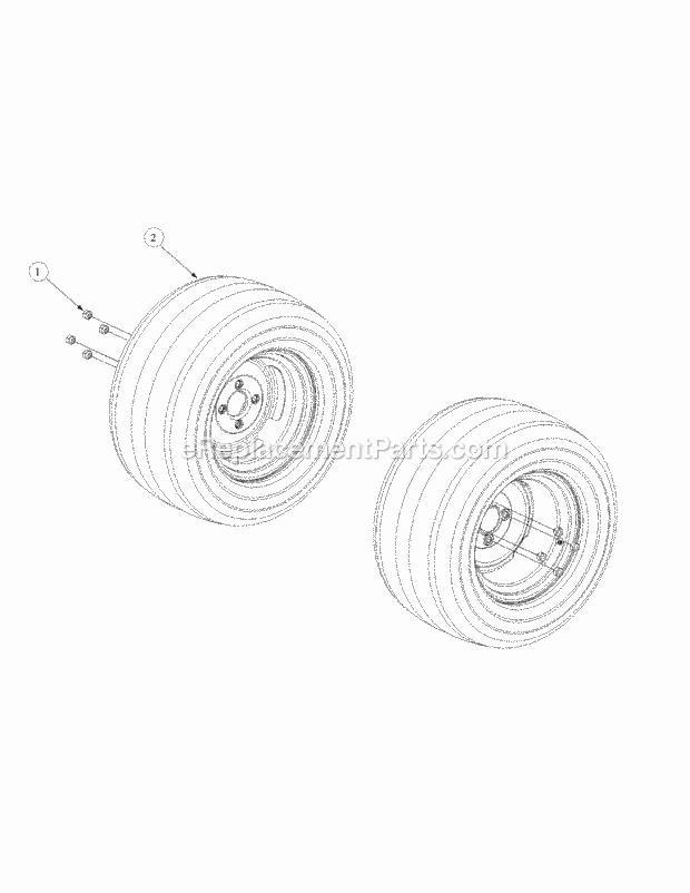 Wheel Assembly Diagram and Parts List for M54-HN 53CB5ETW750 Cub Cadet Sprayer